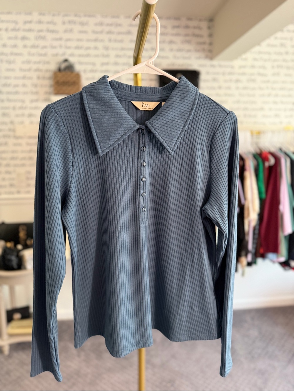 Me by Jennie Garth La Quinta Long Sleeve Top Sandstorm Blue
